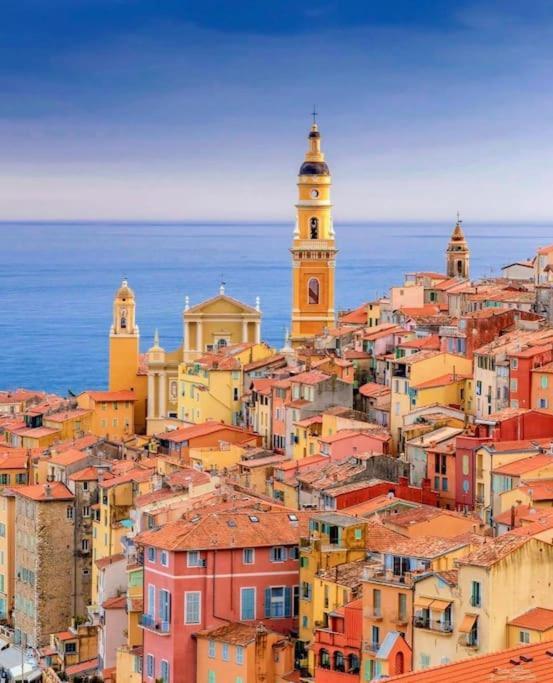 Le Garavan-Vue Mer-Plage-Clim-Terrasse Menton Buitenkant foto